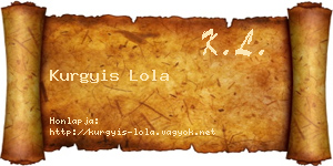 Kurgyis Lola névjegykártya